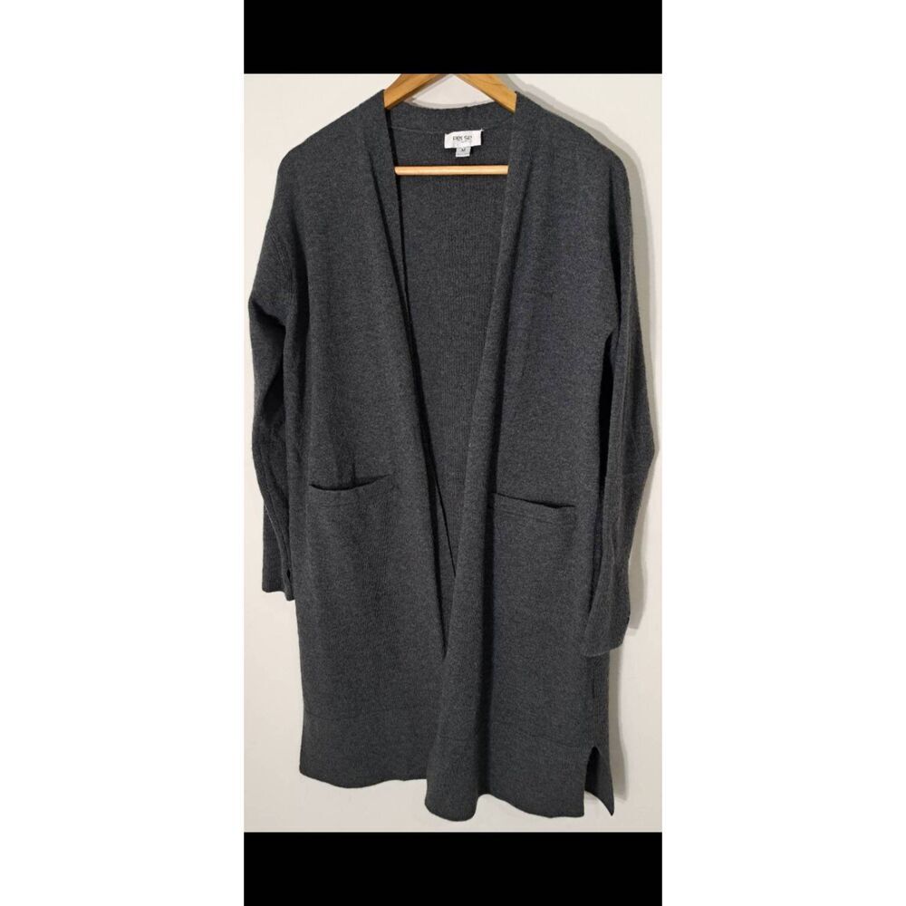 Per Se by Carlisle womens medium alpaca wool long cardigan sweater gray
